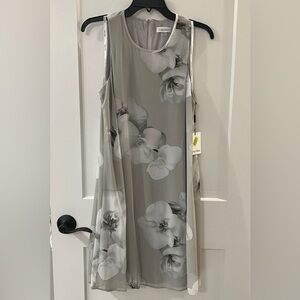 Calvin Klein Gray Floral Dress